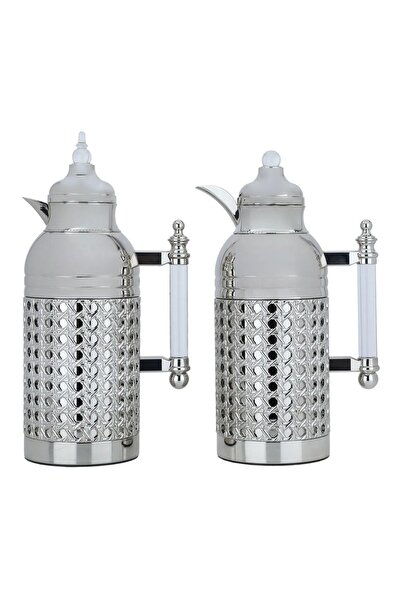 rexa طقم ترمس، 1 لتر، مقبض شفاف، علبة داخلية زجاجية حرارية، غلاف خارجي فولاذي...