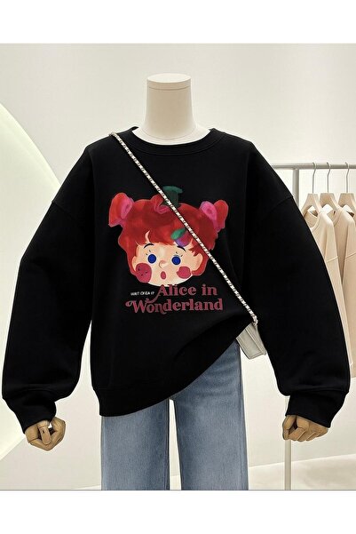 DM DOLCE MORE سترة رياضية للجنسين مطبوعة بـ 3 خيوط من القطن الممشط بطبعة أليس...