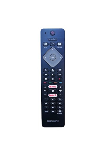 CanTech Telecomanda pentru LED PHILIPS 4K, neagra cu functiile telecomenzii originale + Suport pentru teleco