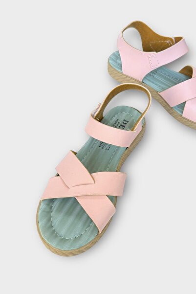 Liger Women's Velcro Cross Strap Sandals Pudra - Blue