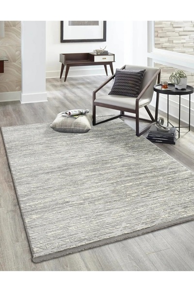 Lunaris CFT8 Gri Modern Kalın Akrilik Yumuşak Dokulu Salon Halısı Oturma Odas...