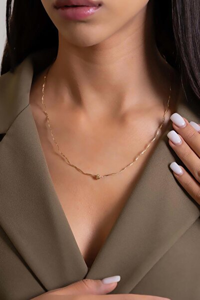 Bayar Gold 14 Ayar Altın Tek Dorika İtalyan Kolye 1 mm