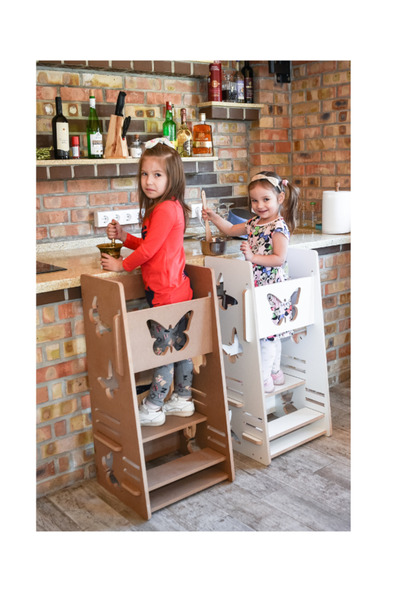 BRUNOSHOP.RO Learning tower - white car learning tower