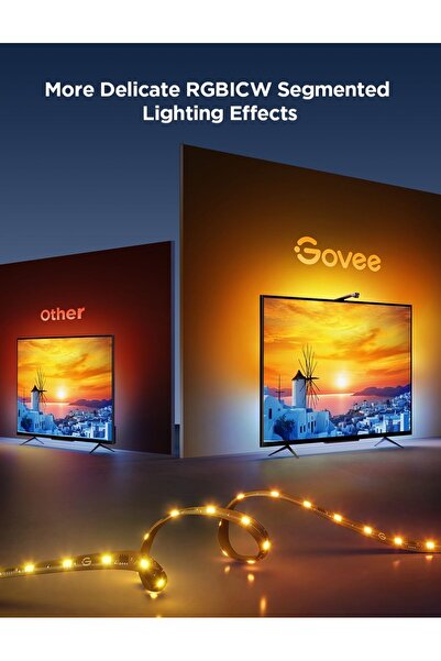 Govee TV Backlight 3 Lite with Fish-Eye Correction Function Sync to 55-65 Inch TVs, 11.8ft RGBICW Wi