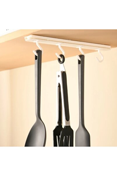 FOXMAG24 Αυτοκόλλητη ανασυρόμενη θήκη για σκεύη κουζίνας, 4 γάντζοι, 26,4x4,6...