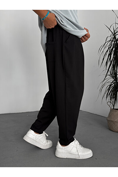 BYBASICMAN Black Slim Basic Baggy Sweatpants Ke-1021