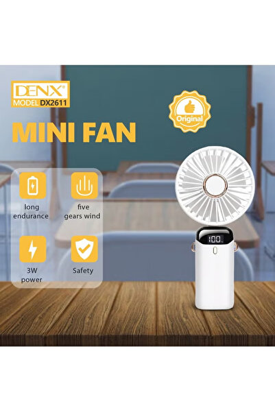 Denx USB Rechargeable Handheld Electric Fan, Mini Freestanding Fans with 5 Speeds