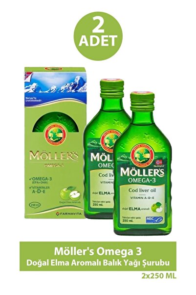 Möller's Omega 3 Elma Aromalı Balık Yağı 250 ml 2 Adet