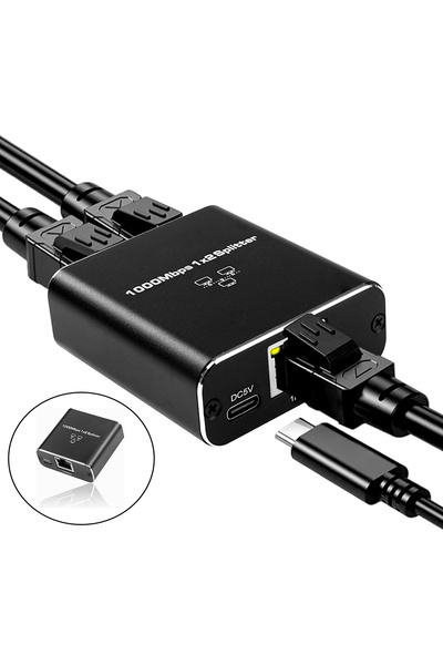 Daytona ZR861 RJ45 Network Splitter Adaptör/1000Mbps Ethernet/USB-C Güç Kablosu ile