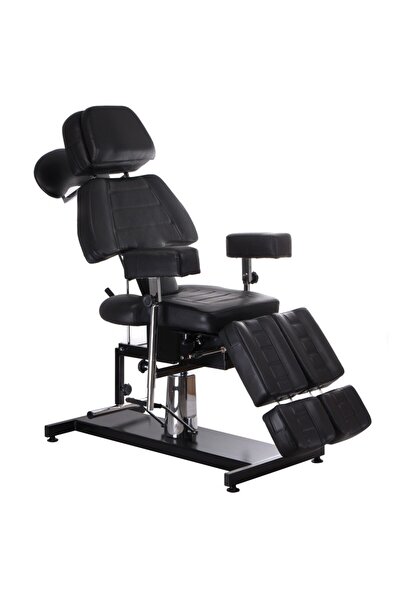 BEAUTY SYSTEM Scaun hidraulic pentru tatuaje, rotativ, înălțime 68-82 cm, spătar și suport pentru picioare reglabile, - piele