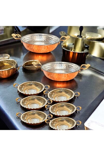 BARITCIOGLU Copper Menemen Omelette Frying Pan Presentation Set 8 Piece Set