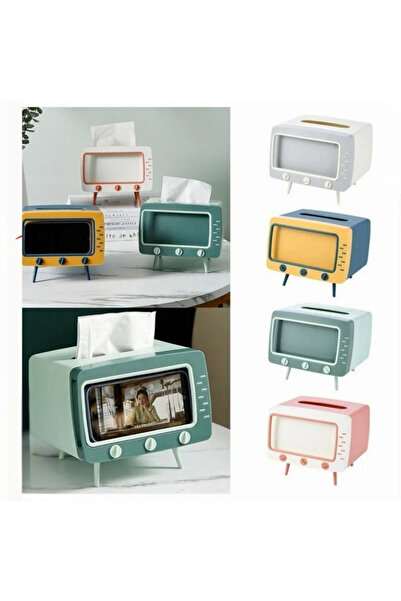 Parmeva Retro Telefon Tutucu ve Peçetelik Masa Dekoru Tv Şeklinde Peçetelik