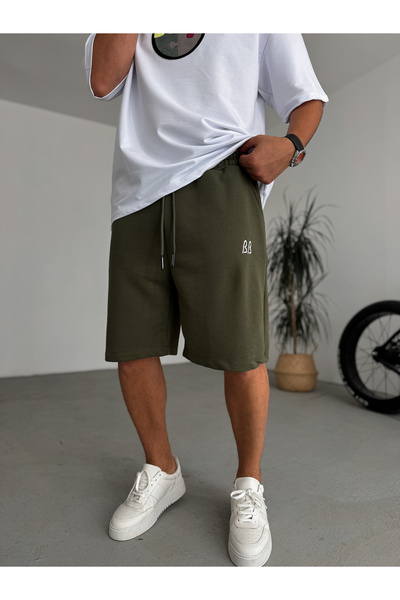 BYBASICMAN Khaki Bb Embroidered Basic Shorts By-86
