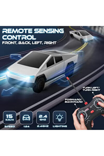 Fun Moment Tesla Cybertruck 2.4GHz Remote Controlled Truck with Headlights and Taillights