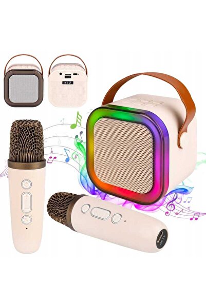MasterLED Set karaoke, difuzor Bluetooth, 2 microfoane, iluminare RGB, 90Hz-1...