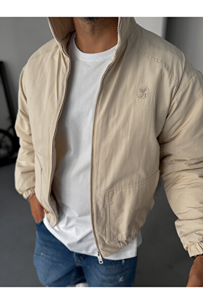 BYBASICMAN Bej Nakışlı Bomber Mont TW-8000
