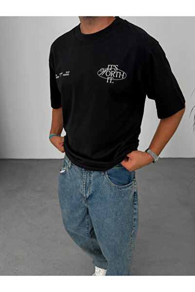 BYBASICMAN Μπλουζάκι Black Worth με τύπωμα C-095