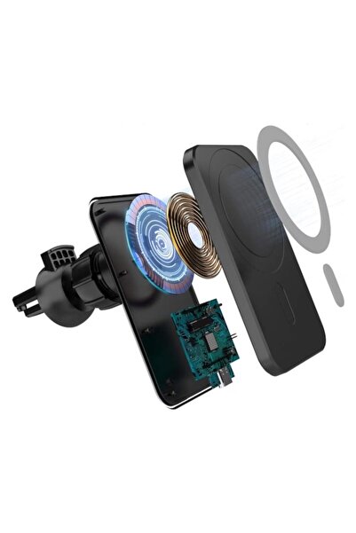 OEM Încărcător auto magnetic wireless cu încărcare rapidă, 15W, rotație la 360°, negru