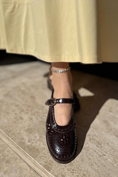 BABLACK Lazer Kesin Tasarım Hakiki Deri Kadın Ayakkabı Acı Kahve