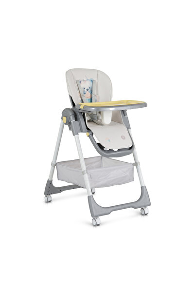 Moni Raffy Yellow foldable children's dining chair with footrest and adjustable backrest