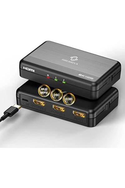 Generic موزع HDMI SHERRIVA 8K@60Hz 1 في 2 مخرج، مكرر HDMI 4K 120Hz، HDR، HDCP 2.3