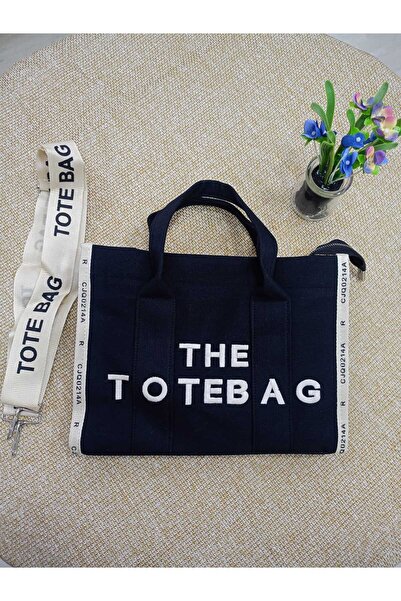 Scrooll AXİVON THE TOTE BAG KADIN ÇANTASI SİYAH EKRU KANVAS NAKIŞLI GECE GÜND...