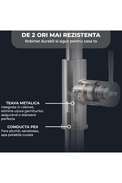 Elindor Kitchen Faucet with Pull-out Shower, 2 Jet Modes, Modern Design, Gray