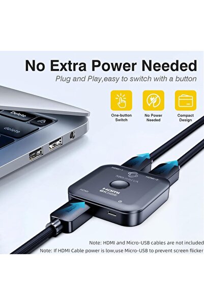 SHERRIVA 10K 8K HDMI Switch – 2 in 1 Out, Bi-Directional HDMI Splitter, 8K@60Hz, 4K@240Hz