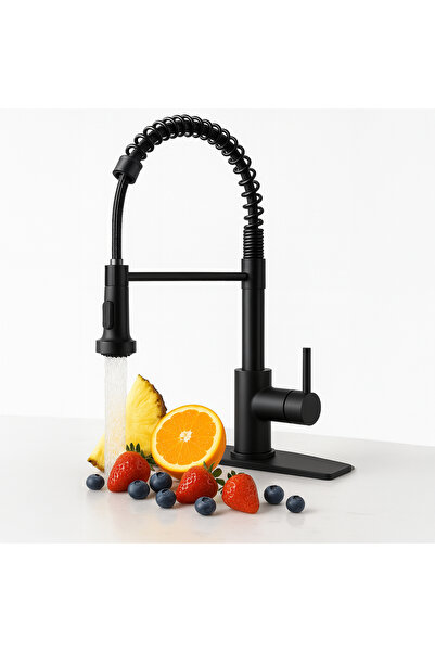 Elindor Baterie de chiuvetă de bucătărie neagră ®, baterie modernă de lavoar ...