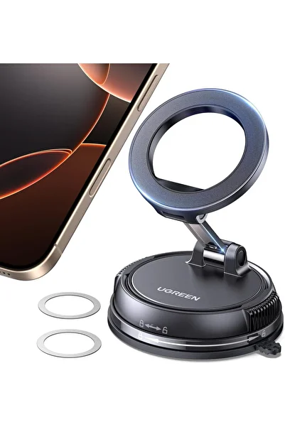 Ugreen Magsafe Car Phone Holder Strong Magnetic Mount with Metal Rings [360° Adjustable], [One-hand