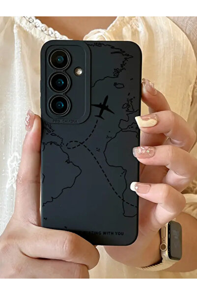 KVK PRİVACY Samsung A16 Uyumlu Uyumlu – Siyah Harita Desenli Yumuşak Silikon ...