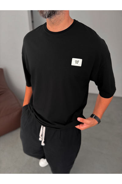 BYBASICMAN Siyah W Patchli Oversize T-Shirt BY-083