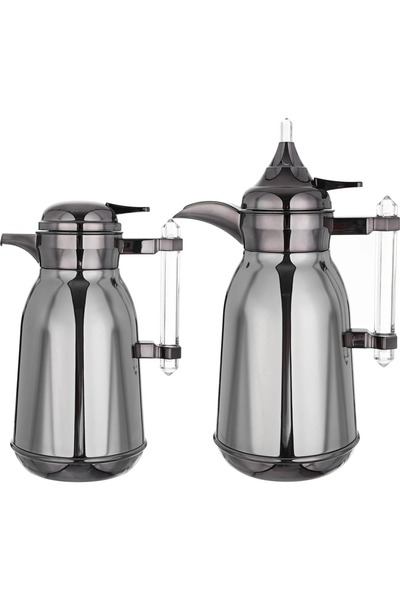 rexa طقم ترمس، 1 لتر، غلاف داخلي زجاجي حراري، غلاف خارجي بلاستيكي، قطعتين