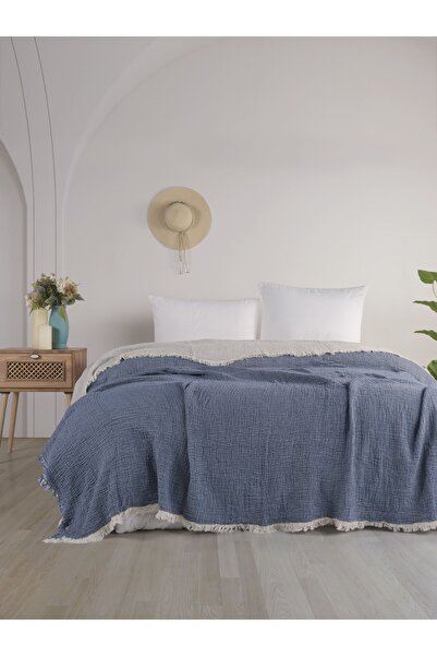 Cottonin Home غطاء سرير من الموسلين مزدوج الطبقات 4 طبقات 100% قطن 220x240 سم