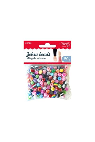 daço Beads Zebra Pattern, Color Multicolor, Material Plastic, Size 8 mm, Weight 50 g