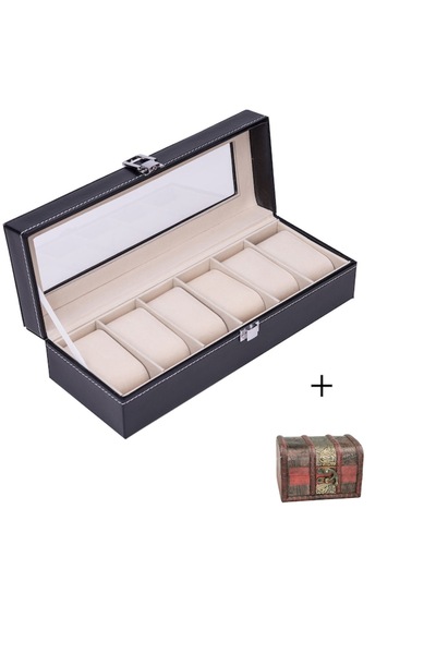 LC.IMEEKE - Storage Case for 6 Watches + Free Jewelry Storage Box