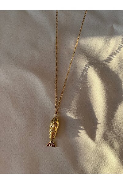 DUSHA JEWELRY قلادة السمكة الحظ مع سلسلة من الفولاذ المرن