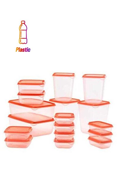 Generic 17-Piece Food Container Set Clear/Red