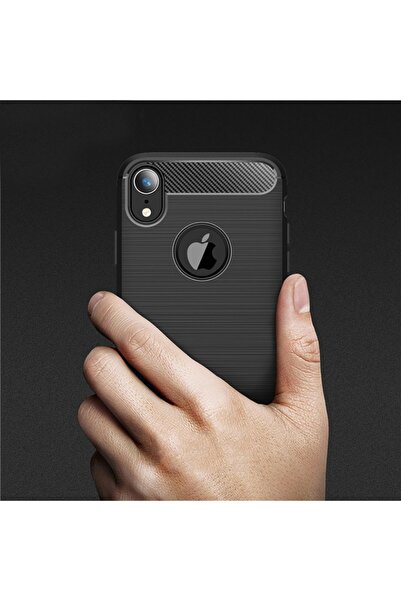 SKYDDAR INNOVATION Θήκη για iPhone XR, Σιλικόνη άνθρακα, Λεπτή σιλικόνη, με υφή ινών άνθρακα, σετ αυτοκόλλητων, μαύρη
