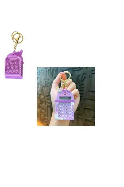 pure age Eğlenceli Çocuk Öğrenci Hesap Makinesi Arkası Oyunlu Çanta Aksesuarı Anahtarlık Karekterli