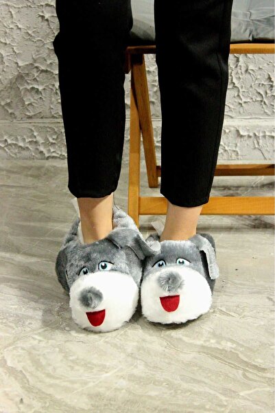 ALTUNTAŞ Köpek Figürlü Peluş Panduf Ev Pandufu Unisex Köpekli Panduf