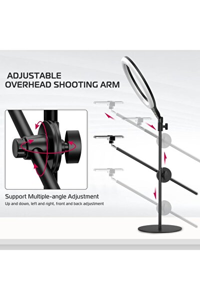 ulanzi 10" Overhead Ring Light Kit with Horizontal Boom Arm & 360° Phone Holder (3500K-6500K)