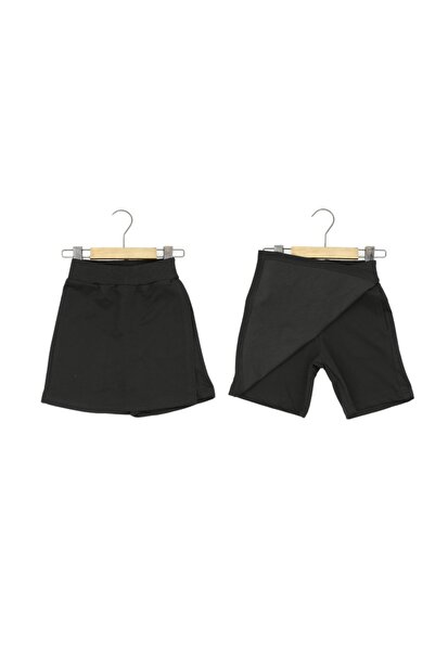 RETROWEAR Okul Kız Çocuk Beli Lastikli Şort Etek Siyah Renk