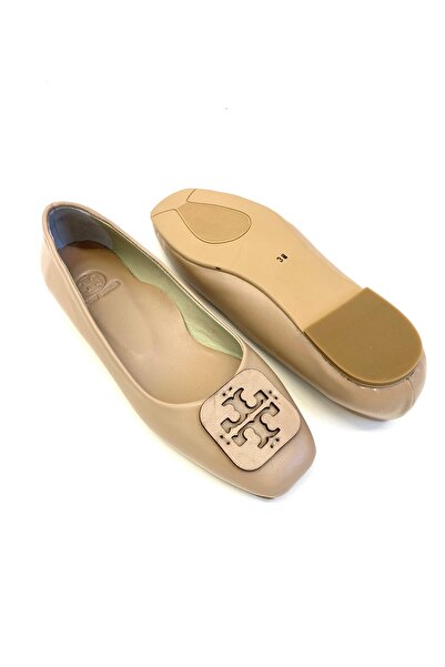 stok83 Kadın Hakiki Deri Köşeli Babet