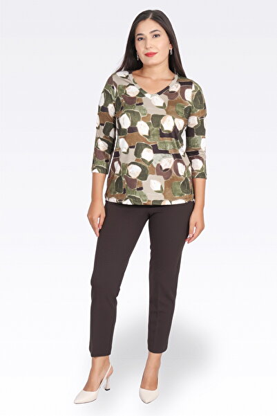 TOLGA SARAÇOĞLU Brown Tight-Leg Ankle-Length Crepe Textured Pants