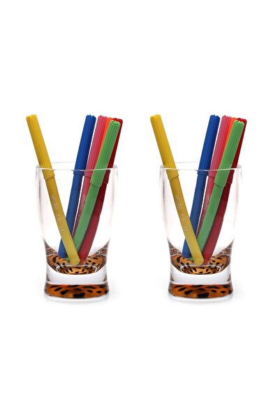 Sia 2 Pieces Pen Holder with Leopard Pattern Office Supplies 6X6X11Cm 300ml