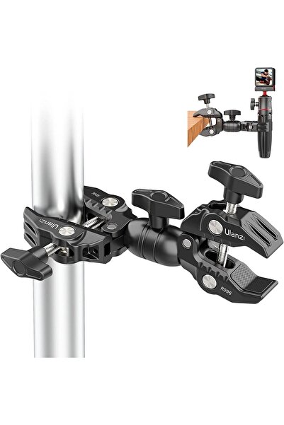 ulanzi Super Clamp Double Camera Clamp, R096 Crab Plier Clip Bracket Mount Monitor Magic Arm Double
