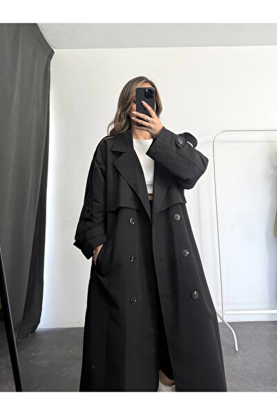 nona butik Queen Trench Coat - Μαύρο