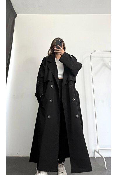 nona butik Queen Trench Coat - Μαύρο