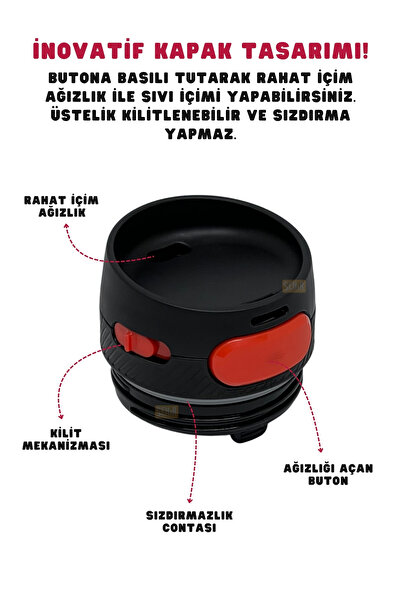 Beşiktaş 550ml Officially Licensed Comfortable Drinking Double Layer Stainless Steel Thermos 6 Hours Hot Cold Premium Box